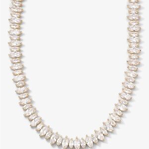 Melinda Maria Gold Marquise Crystal Tennis Necklace